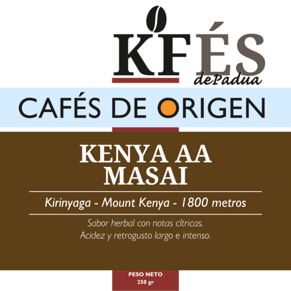 Café de Origen Kenya especificaciones