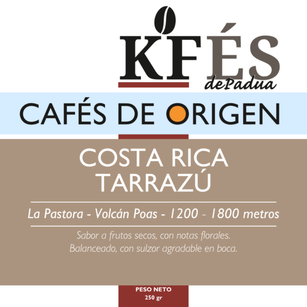 Café de Origen Costa Rica especificaciones