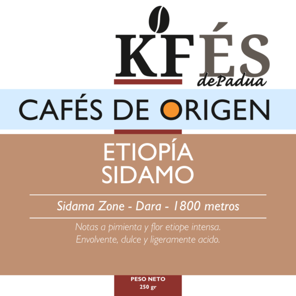 Café de Origen Etiopía Sidamo especificaciones