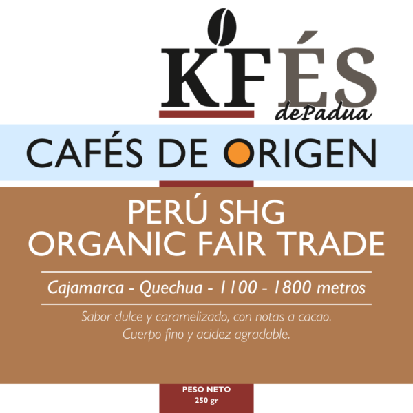 Café de Origen Perú SHG especificaciones